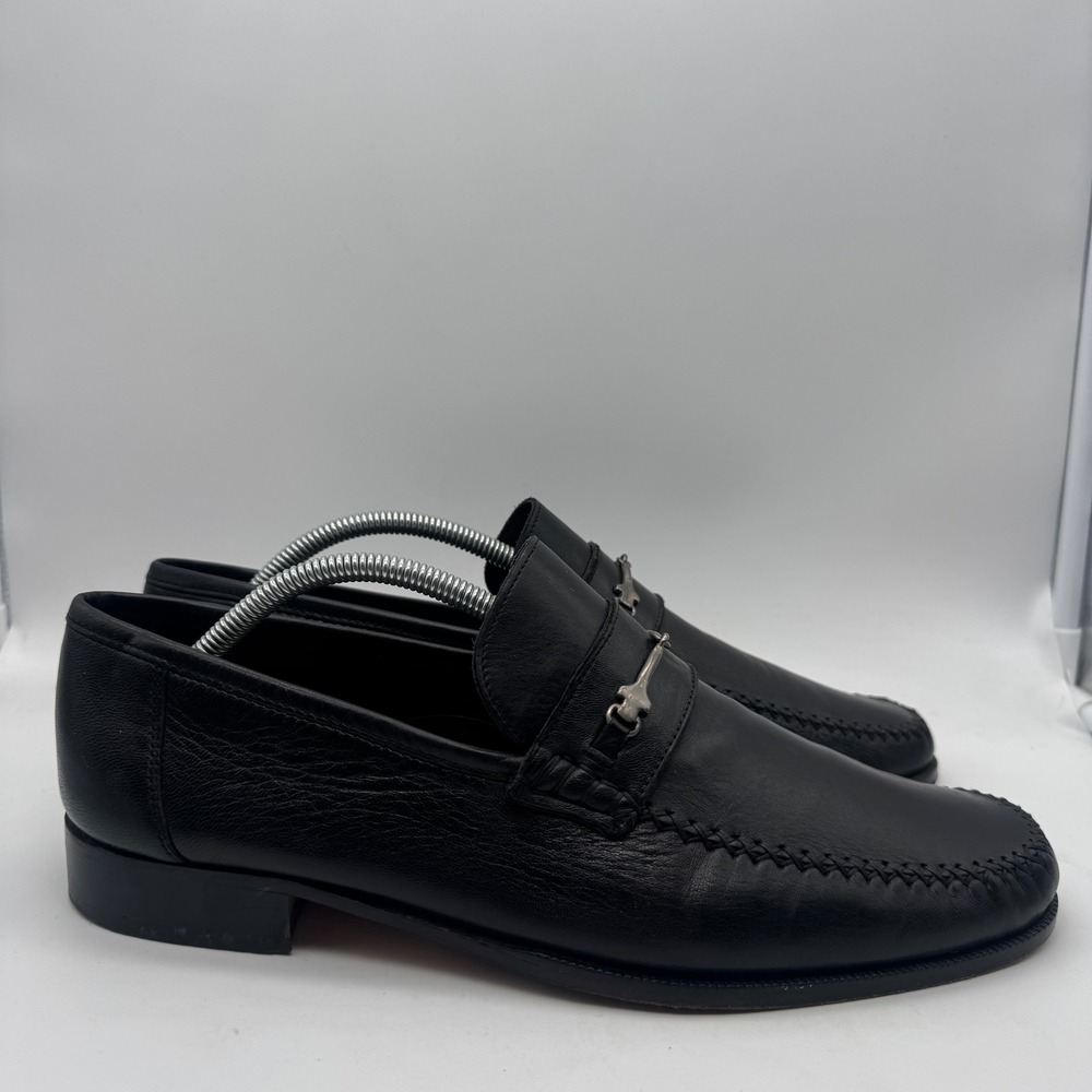 Bruno Magli Shoes Mens Size 11 Black Leather Bit Loafer Dress Slip On Made Italy